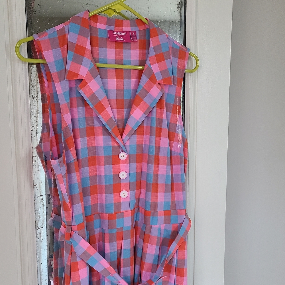 Barbie x ModCloth retro plaid dress